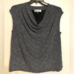 Kasper Black and White Scoop Neck Blouse